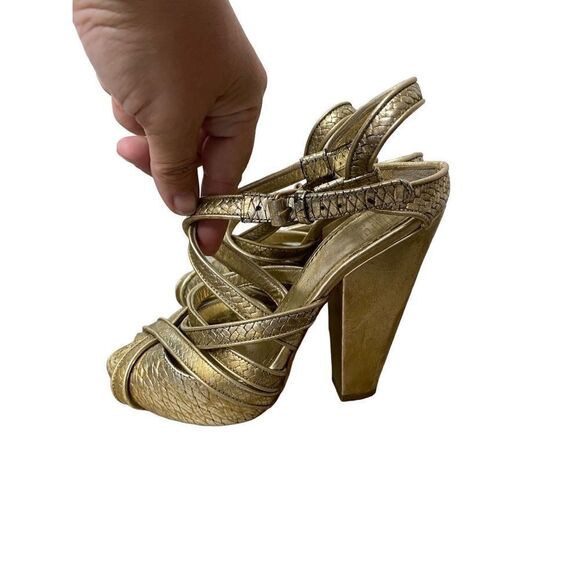 Givenchy Gold Strappy Sandal Heels - Picture 4 of 16